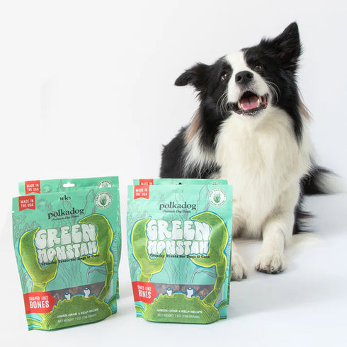 Polkadog Dog Treats - Green Monstah (Bones) - 7oz Pouch